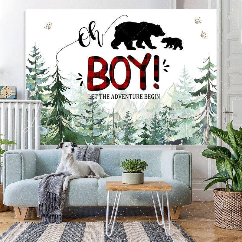 Lofaris Lets The Adventure Begin Bear Baby Shower Backdrop