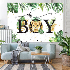 Lofaris Oh Boy Palm Fronds and Leopards Baby Shower Backdrop
