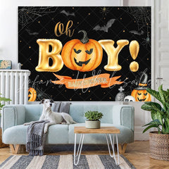 Lofaris Oh Boy! Pumpkin Halloween Themed Baby Shower Backdrop