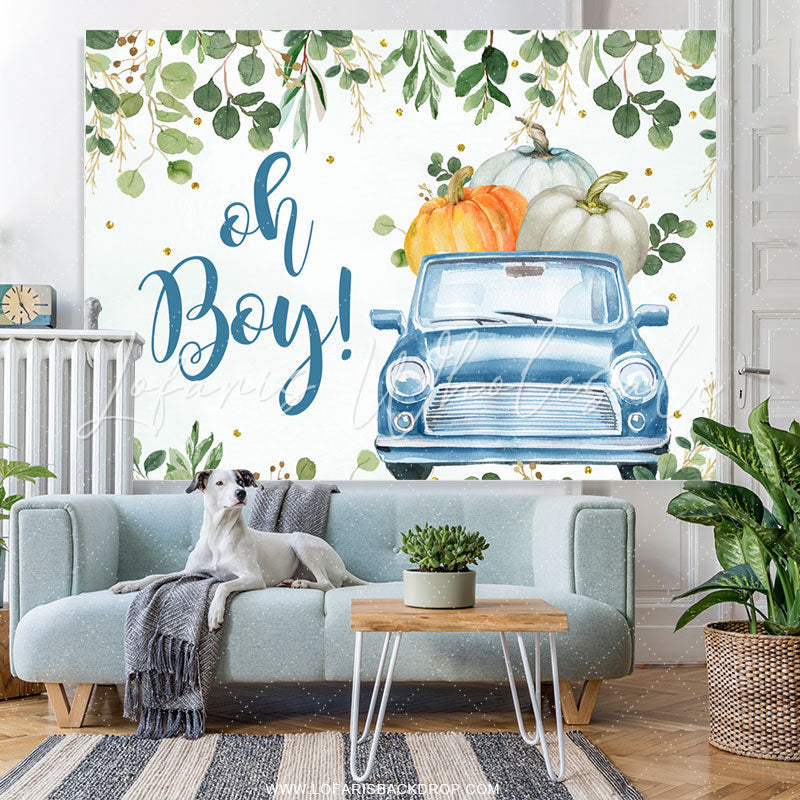 Lofaris Oh Boy Pumpkin On The Car Baby Shower Autumn Backdrop