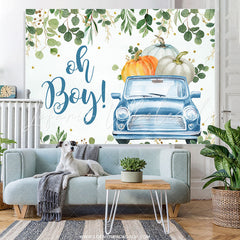 Lofaris Oh Boy Pumpkin On The Car Baby Shower Autumn Backdrop
