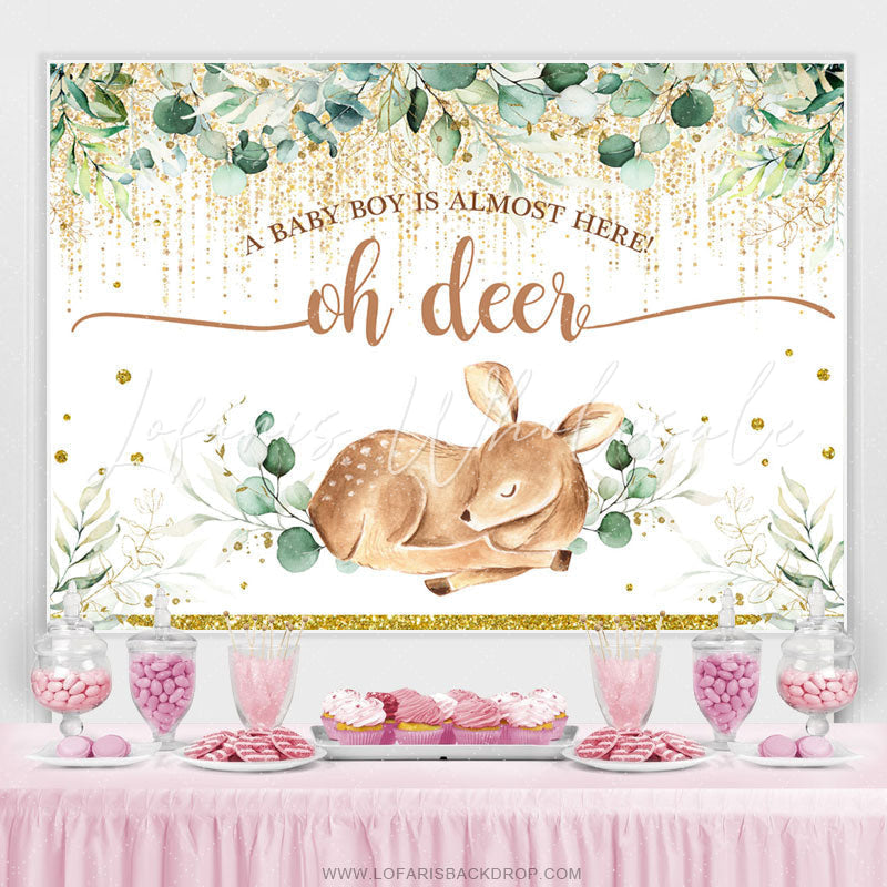Lofaris Oh Deer A Boy Is Almost Here Baby Shower Backdrop