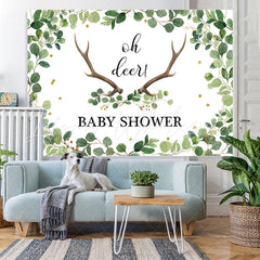 Lofaris Oh Deer Green Gender Reveal Baby Shower Backdrop