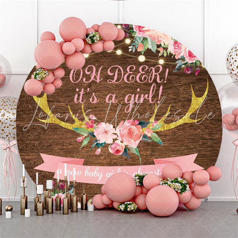 Lofaris Oh Deer Its A Girl Round Baby Shower Backdrop For Party