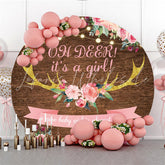 Lofaris Oh Deer Its A Girl Round Baby Shower Backdrop For Party