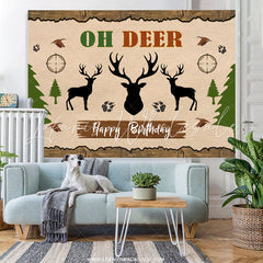 Lofaris Oh Deer Jungle Forests Elk Happy Birthday Backdrop