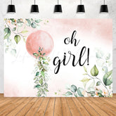 Lofaris Oh Girl Pink Ball Leaves Baby Shower Party Backdrop