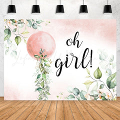 Lofaris Oh Girl Pink Ball Leaves Baby Shower Party Backdrop