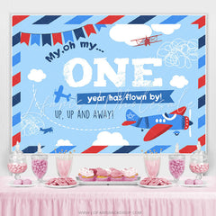 Lofaris Oh My One Years Has Flown By Blue Birthday Backdrop