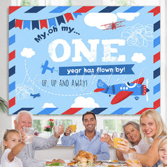 Lofaris Oh My One Years Has Flown By Blue Birthday Backdrop