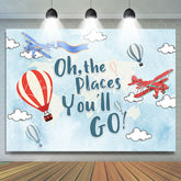 Lofaris Oh The Places You Will Go Light Blue Birthday Backdrop