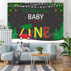 Lofaris Oh What Fun Baby Is Turning One Christmas Backdrop