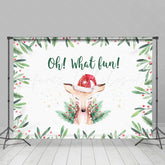 Lofaris Oh What Fun! Fawn in A Santa Hat Christmas Backdrop