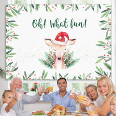 Lofaris Oh What Fun! Fawn in A Santa Hat Christmas Backdrop