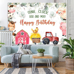 Lofaris Oink Cluck Baa And Moo Farm Animals Birthday Backdrop