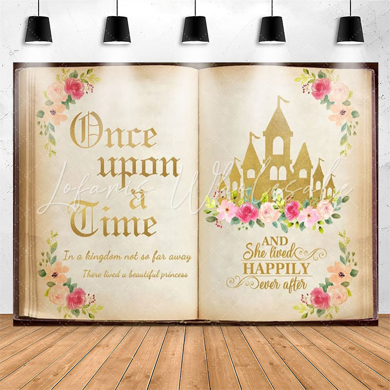 Lofaris Old Floral Story Book Princess Birthday Backdrop