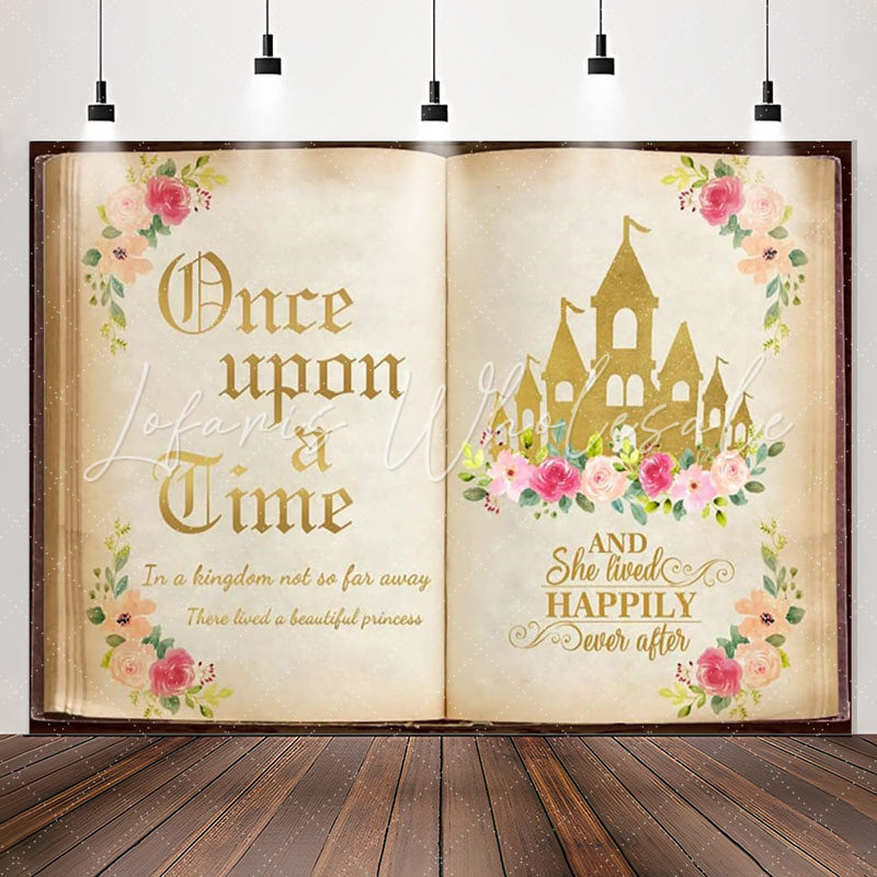 Lofaris Old Floral Story Book Princess Birthday Backdrop