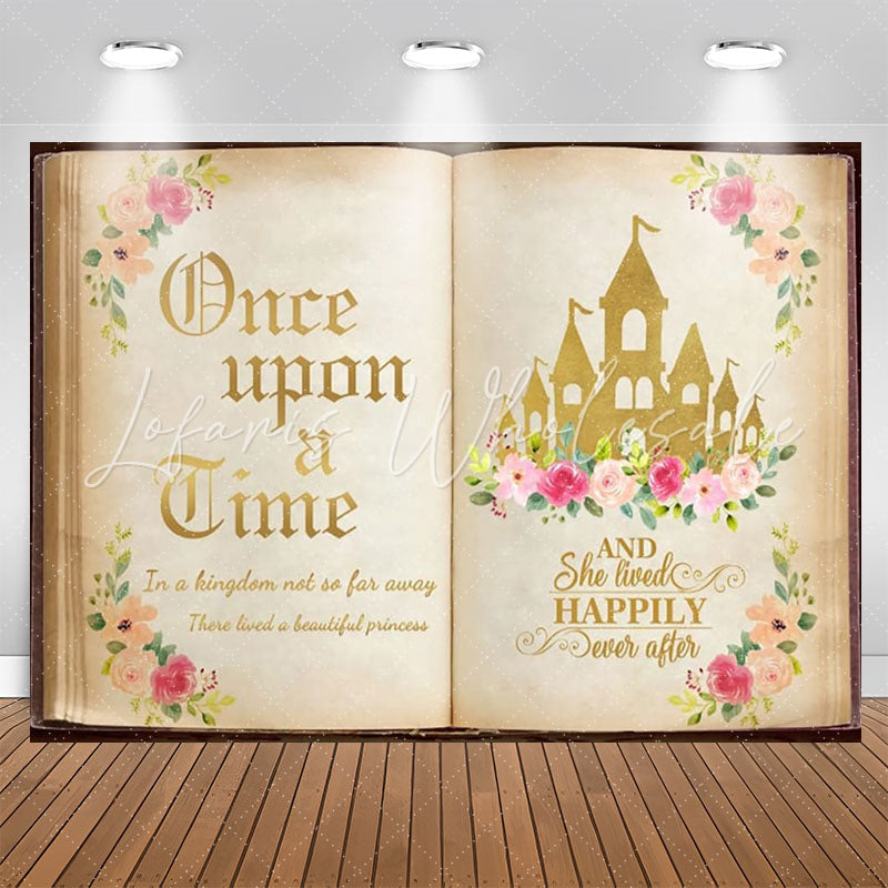 Lofaris Old Floral Story Book Princess Birthday Backdrop