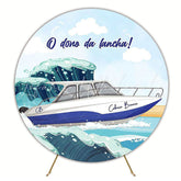 Old Man with Boat Round Backdrop for Peaceful Celebration