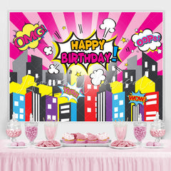 Lofaris Omg Happy Birthday Cartoon City Backdrop For