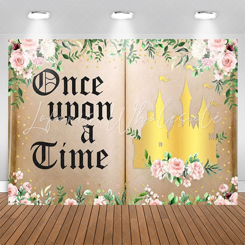 Lofaris Once Upon A Time Floral Book Girl Birthday Backdrop