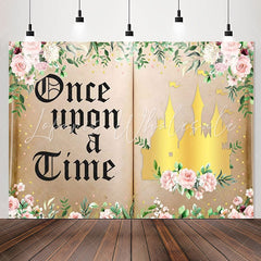 Lofaris Once Upon A Time Floral Book Girl Birthday Backdrop