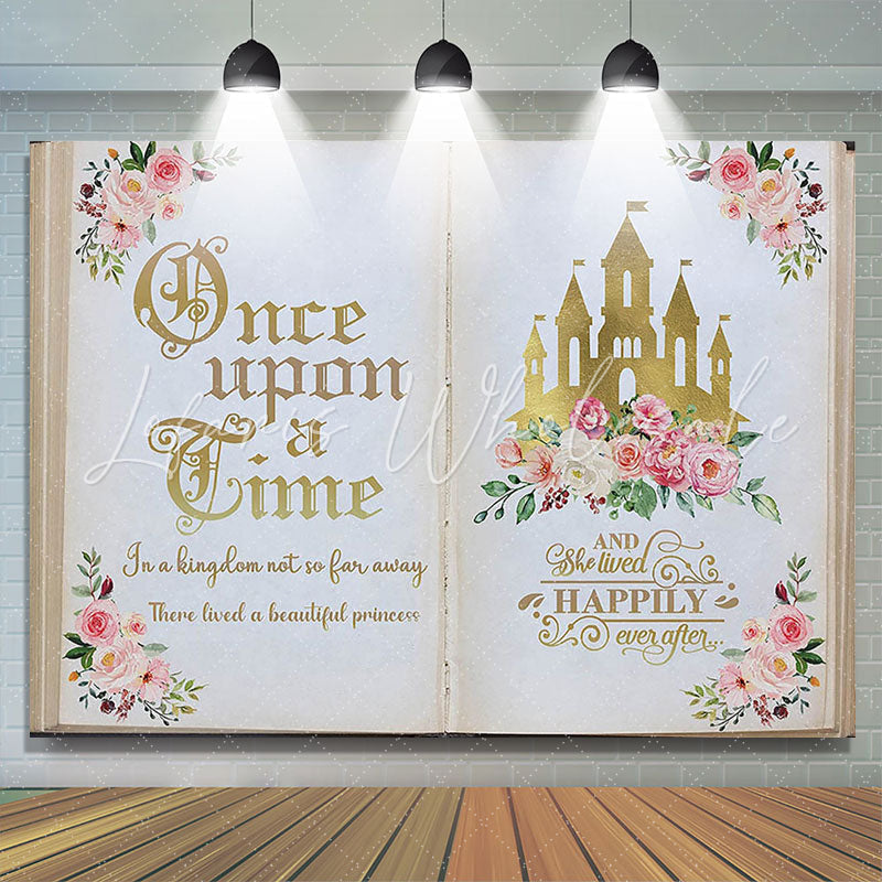 Lofaris Once Upon a Time Gold Castle Girls Birthday Backdrop