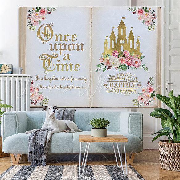 Lofaris Once Upon a Time Gold Castle Girls Birthday Backdrop