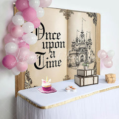 Lofaris Once Upon Retro Fairy Book Castle Birthday Backdrop