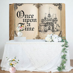 Lofaris Once Upon Retro Fairy Book Castle Birthday Backdrop