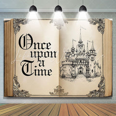 Lofaris Once Upon Retro Fairy Book Castle Birthday Backdrop