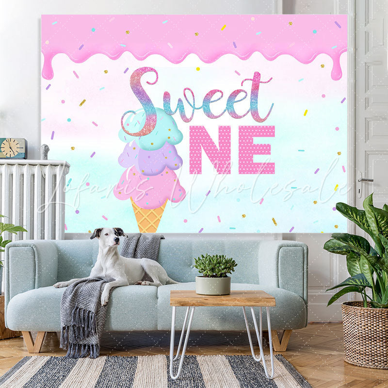 Lofaris One Birthday Summer Little Girls Photoshoot Backdrop