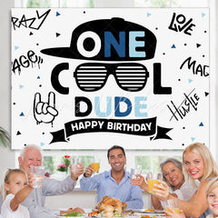 Lofaris One Cool Dude Rock Roll Happy Birthday Backdrop