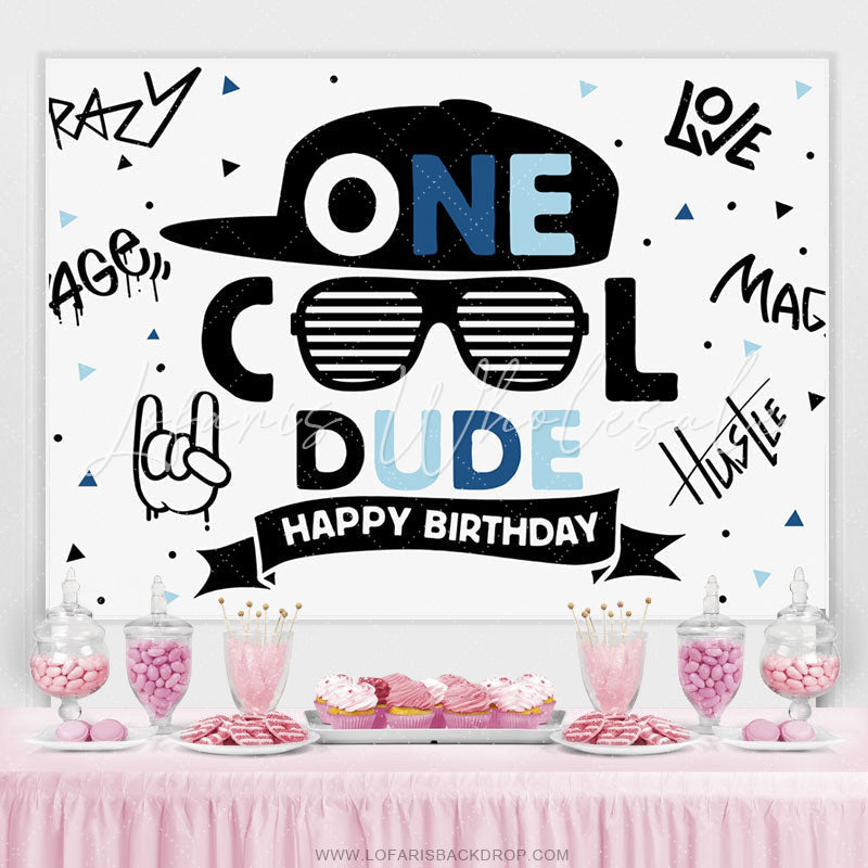 Lofaris One Cool Dude Rock Roll Happy Birthday Backdrop