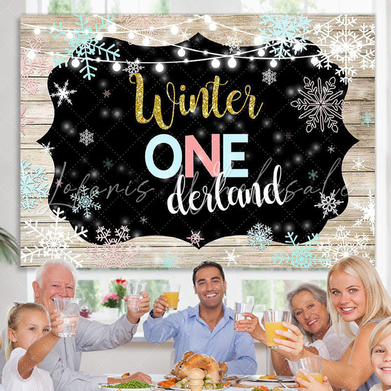 Lofaris One-derland Winter Snowflake Board Photoshoot Backdrop