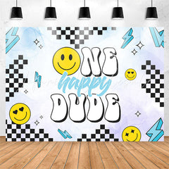 Lofaris One Happy Dude Smiley Face Boy 1st Birthday Backdrop