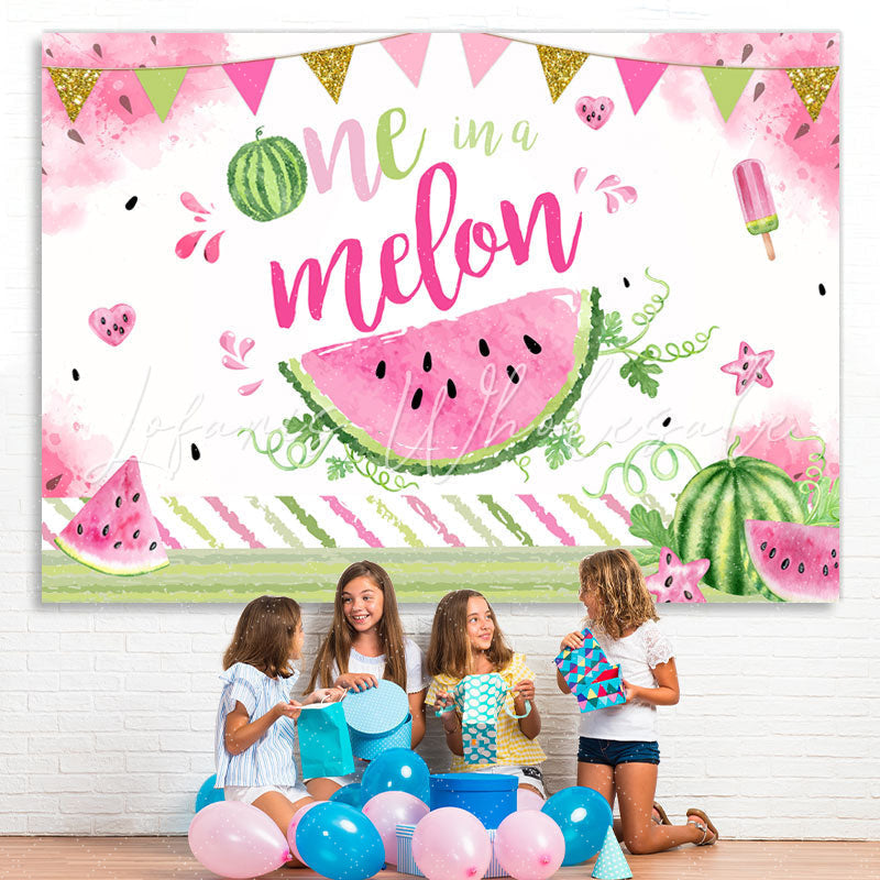 Lofaris One in A Melon Summer Watermelon 1st Birthday Backdrop