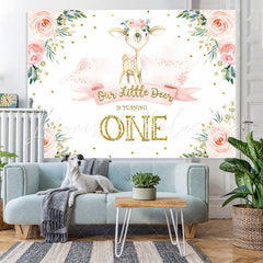 Lofaris One Litter Deer Is Turning Pink Floral Backdrop for First Birthday