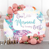Lofaris One Little Mermaid Turning 1st Round Birthday Backdrop