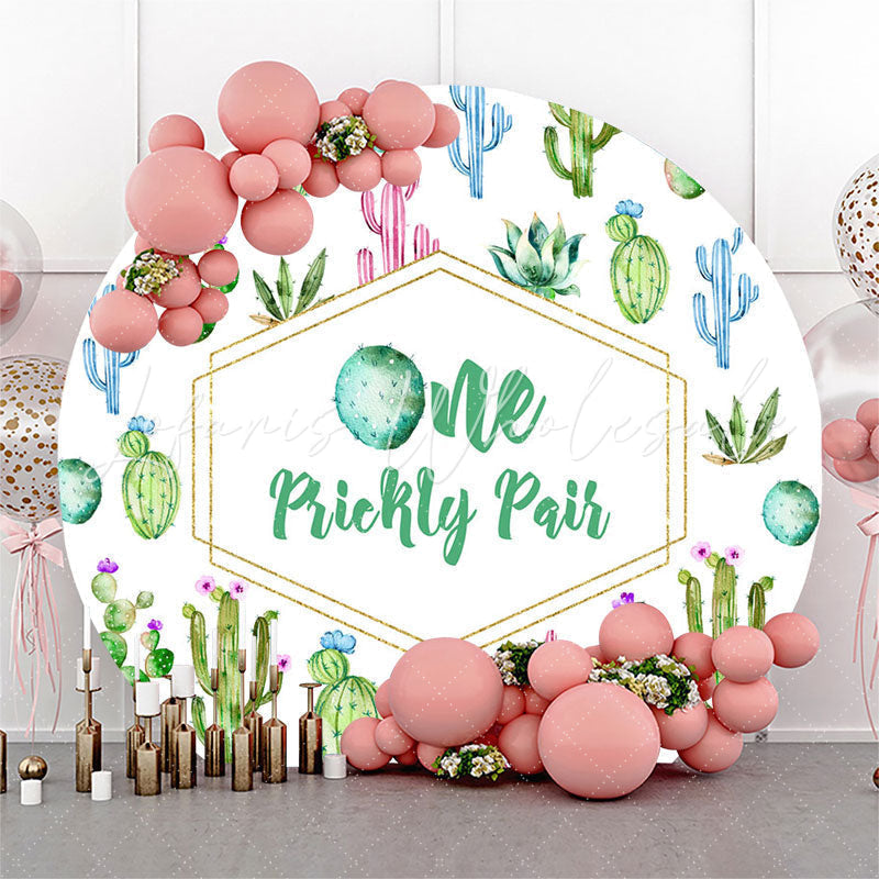 Lofaris One Prickly Pair Cactus Round 1st Birthday Backdrop