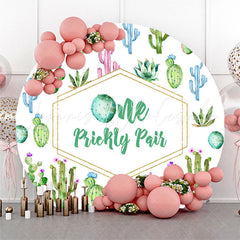 Lofaris One Prickly Pair Cactus Round 1st Birthday Backdrop