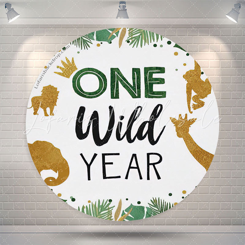 Lofaris One Wild Year Safari Round Birthday Party Backdrop