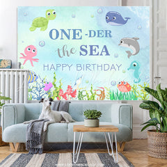 Lofaris Oneder The Sea Animal Happy Birthday Water Backdrop