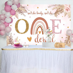 Lofaris Onederful Floral Rainbow Boho 1st Birthday Backdrop