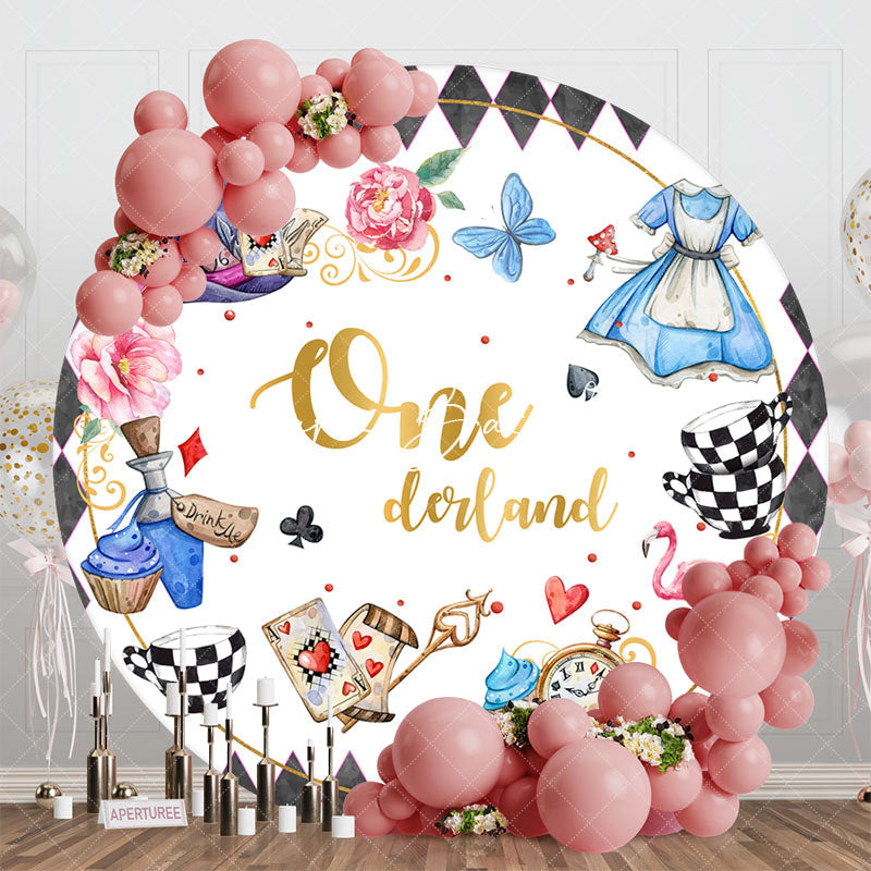 Lofaris Onederland Dress Floral Round 1st Birthday Backdrop