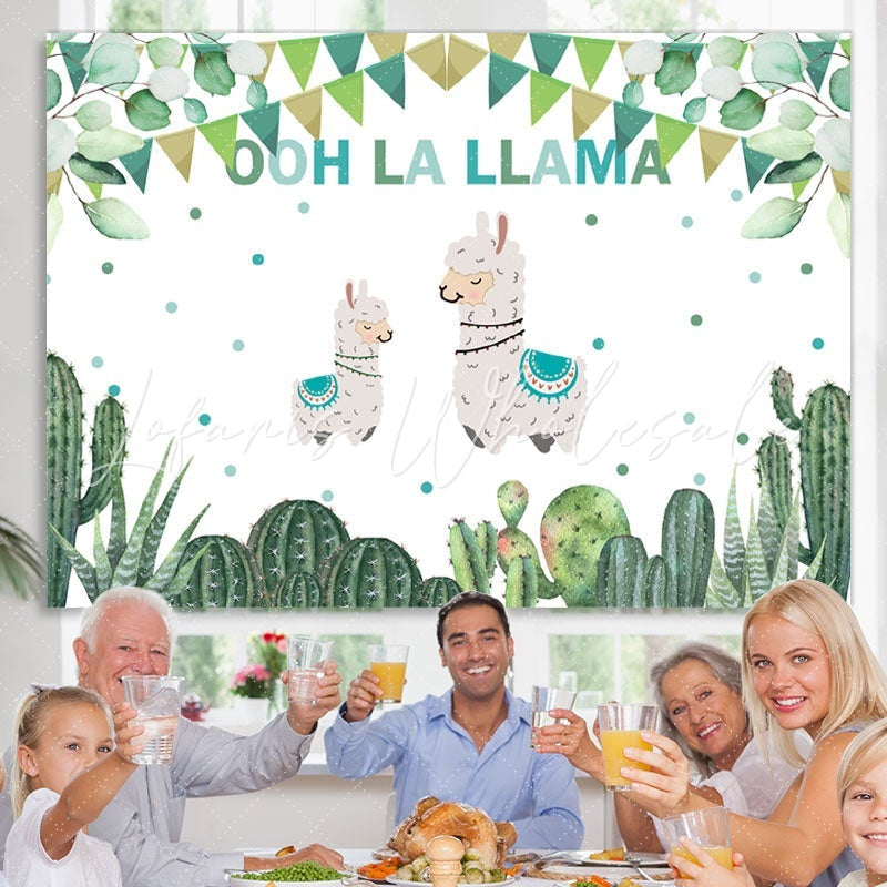 Lofaris Ooh La Llama Cactus Baby Shower Backdrop For Party