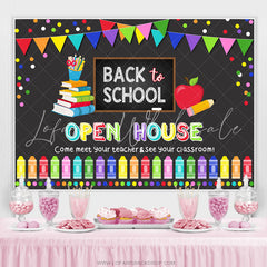 Lofaris Open House Colorful Flags Back To Schoold Backdrop