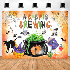 Lofaris Orange A Baby Brewing Halloween Shower Backdrop