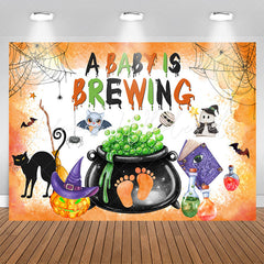 Lofaris Orange A Baby Brewing Halloween Shower Backdrop