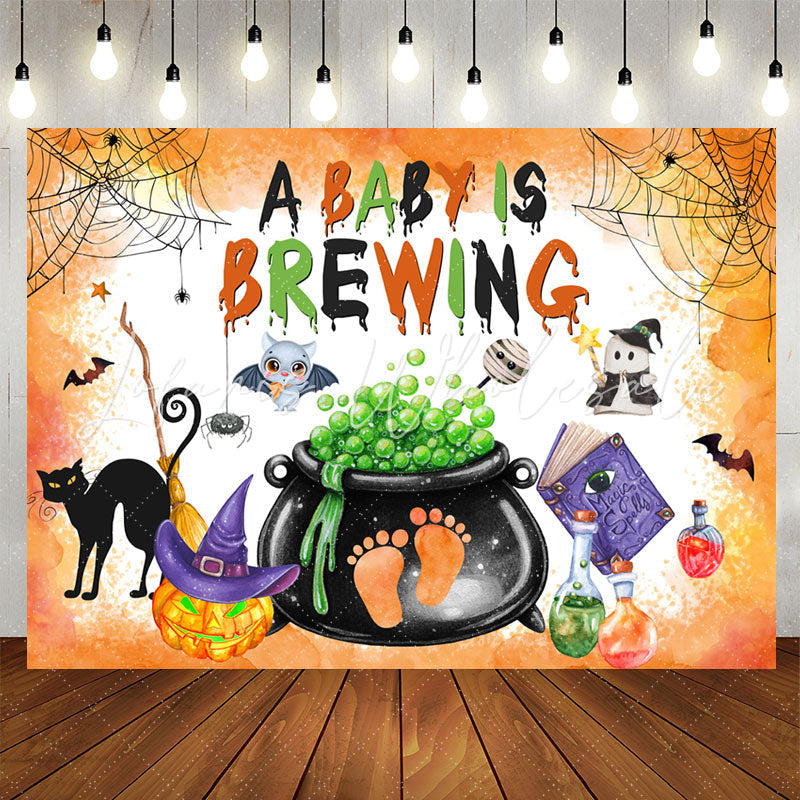 Lofaris Orange A Baby Brewing Halloween Shower Backdrop
